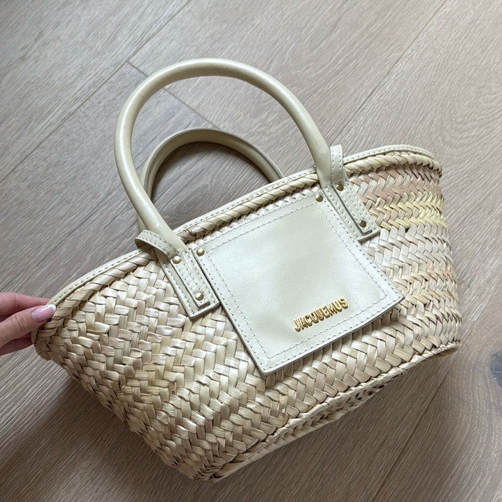 Jacquemus Le Petit Panier Soli Wicker Top Handle Bag broken piece on back!! - Picture 8 of 17